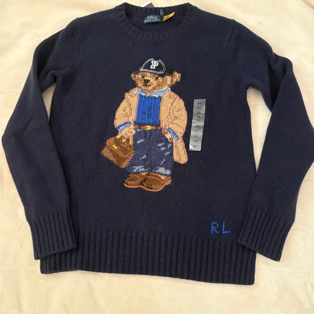 Polo by Ralph Lauren Dark Blue Sweater with Bear Motif